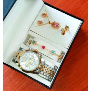 Geneva Top Trending & Sophisticated Ladies Gold/Silver Wristwatch Set